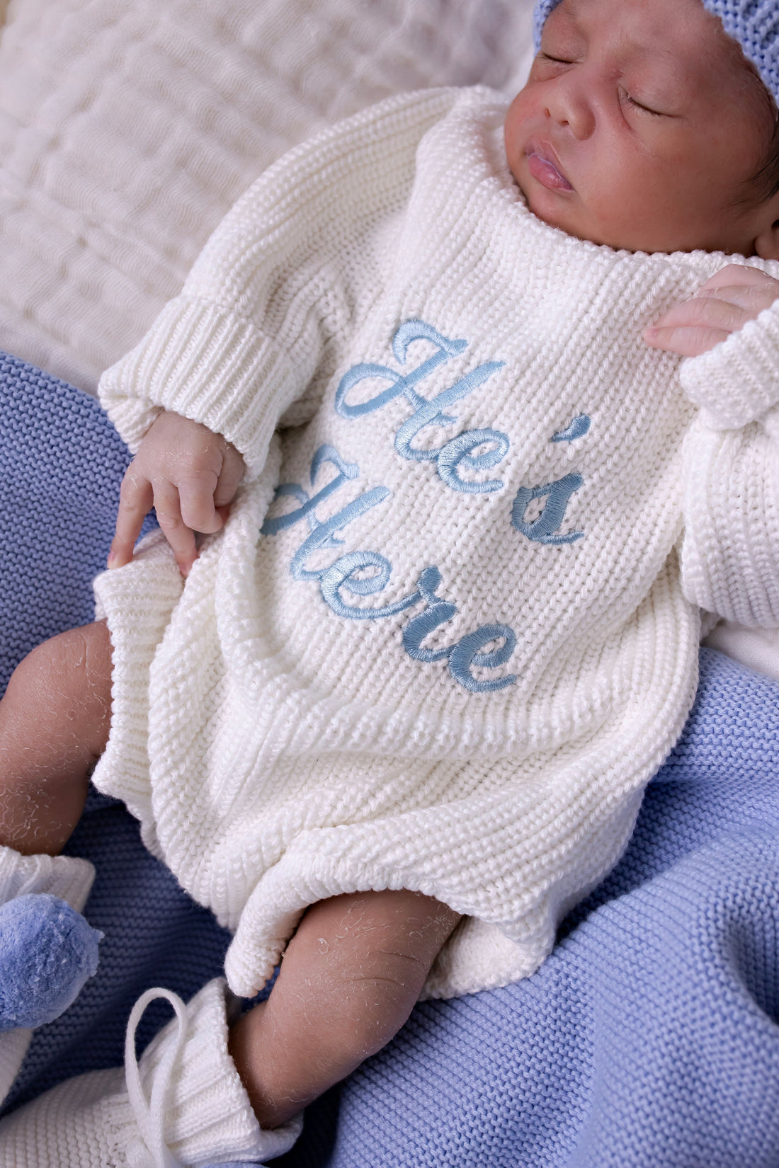 Confetti Kidz "He's Here" Chunky Knit Romper | Snow