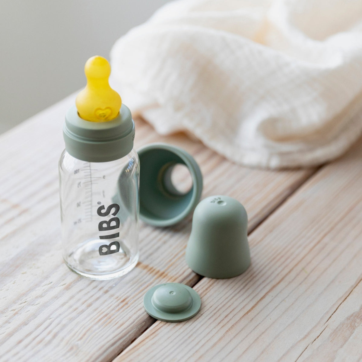 Bibs 110ml Glass Bottle Set - Sage