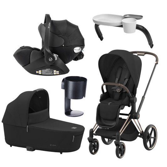 Cybex Priam with Carry Cot + Cloud Q Capsule Bundle + Free Snack Tray & Cup Holder