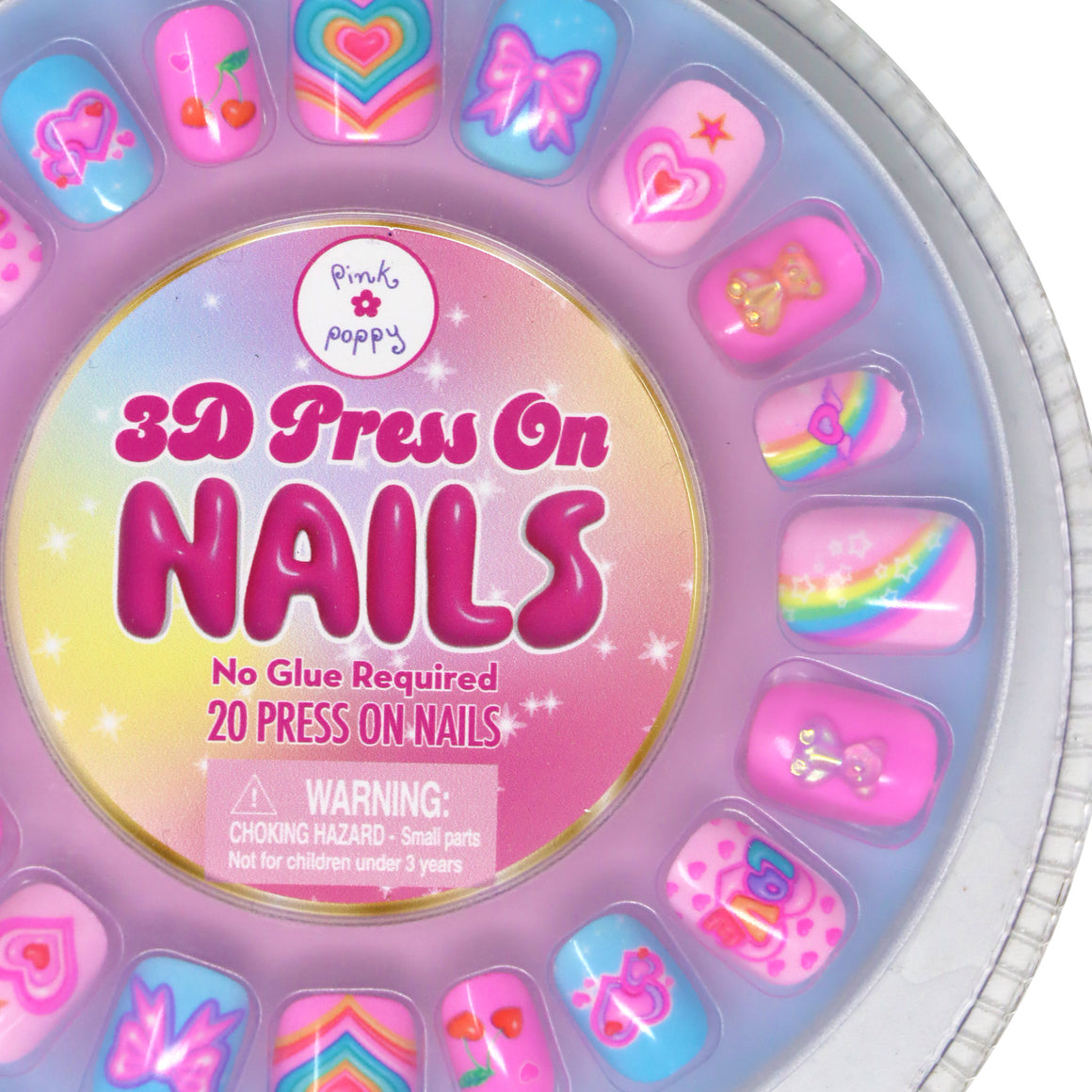 Pink Poppy 3D Gummy Bear Pess-On-Nails