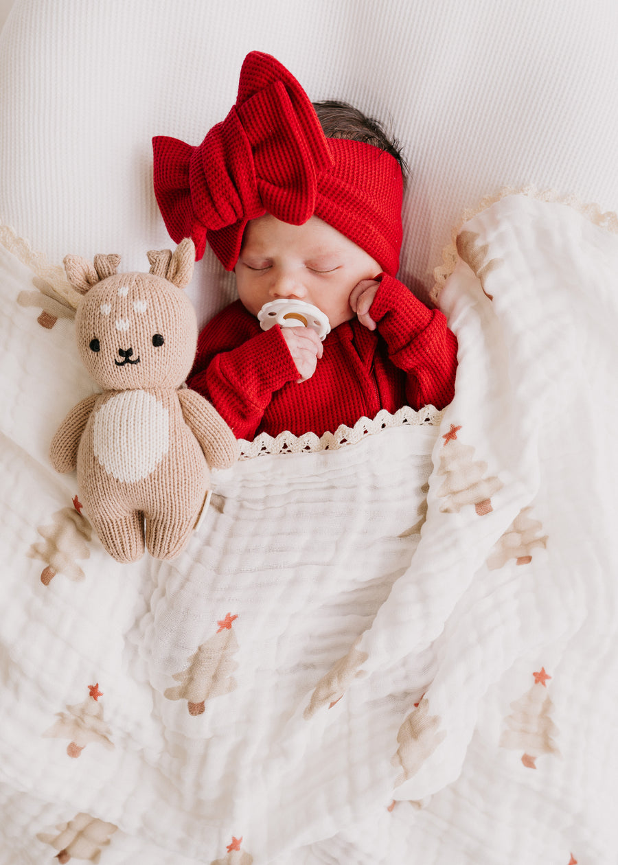 Little & Fern Gauze Lace Blanket | Christmas Trees