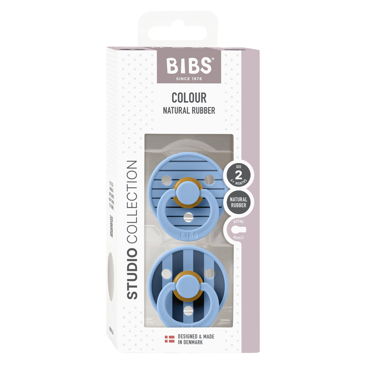 Bibs Studio Colour Pacifiers - Pin Sky Blue Mix - 2pk