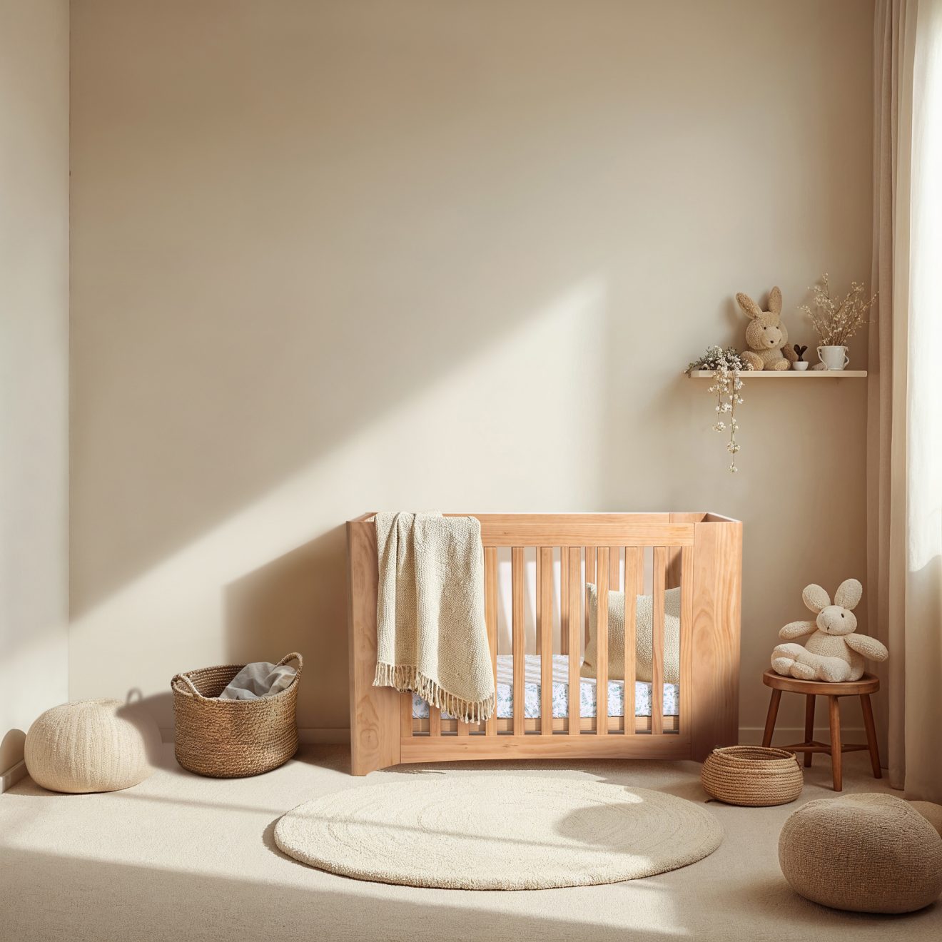 COCOON Evolve 4 in 1 Sandstone Convertible Cot Including The Australian Made Mattress Set & Toddler Bed Conversion Kit