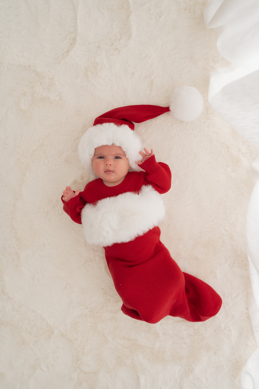 Little & Fern Knit Santa Stocking | Rudolph Red