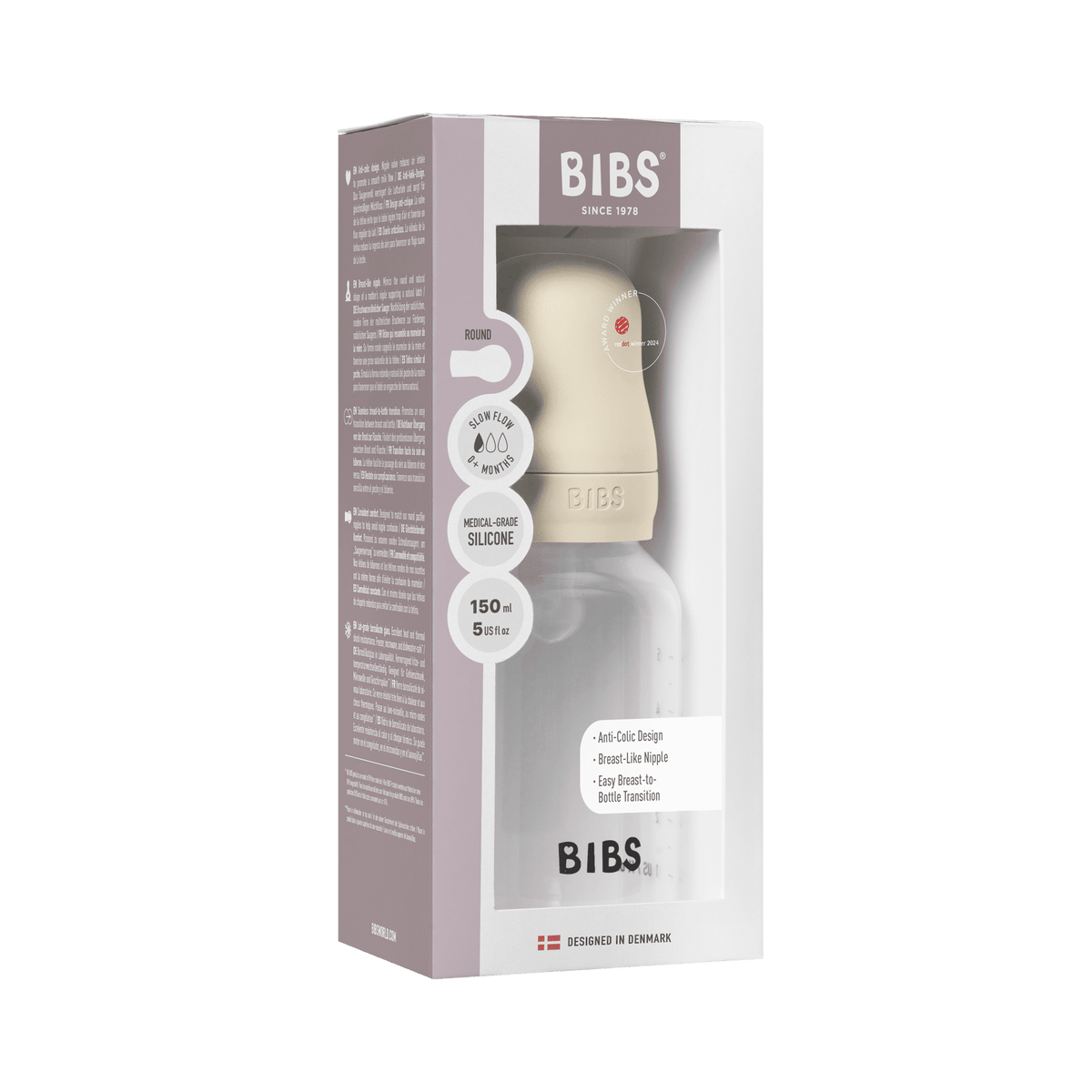 Bibs Baby Bottle Complete Set 150ml Silicone - Ivory