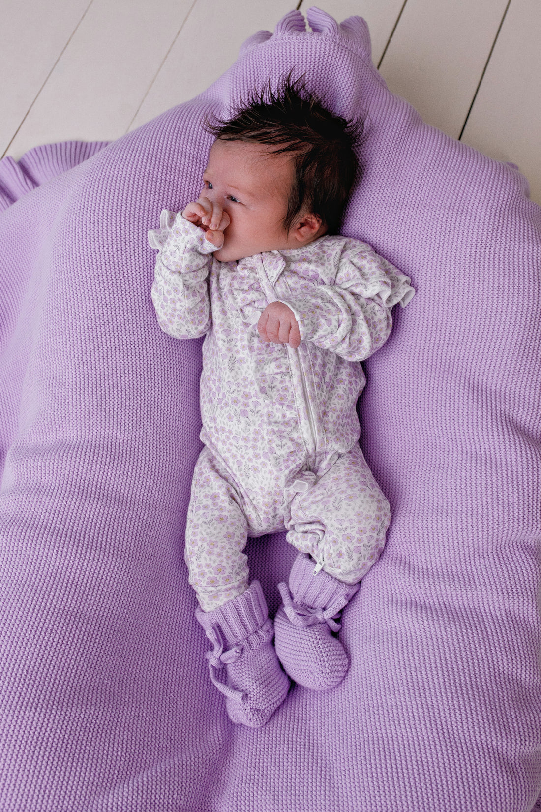 Confetti Kidz Frilly Knit Blanket | Lilac