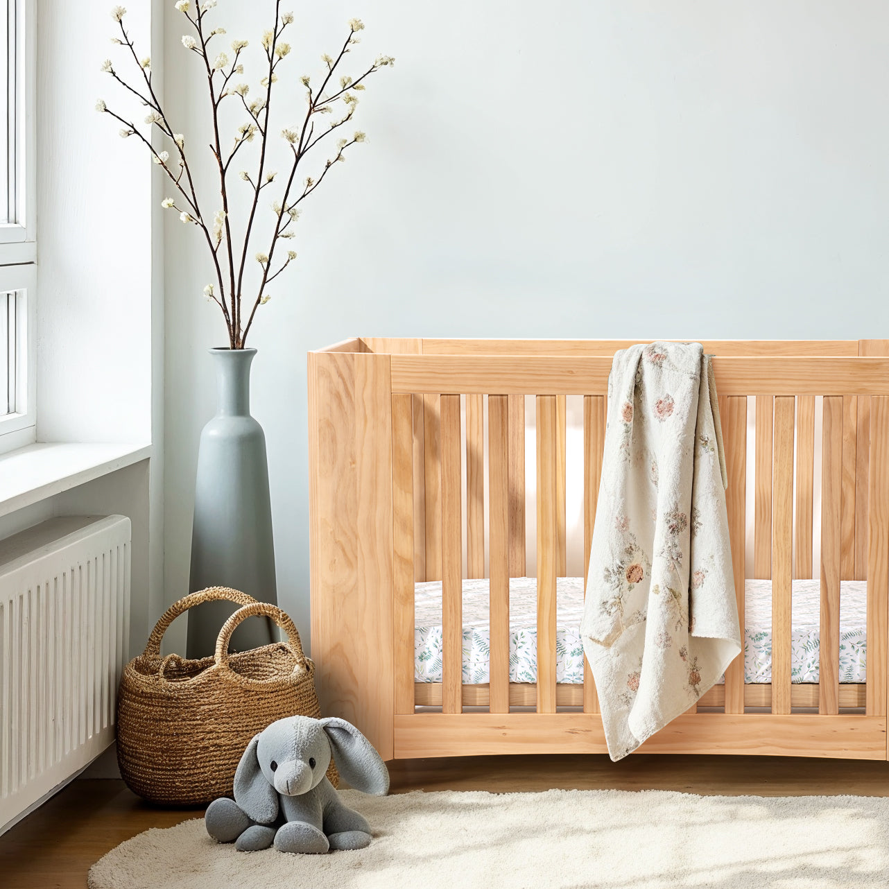 COCOON Evolve 4 in 1 Sandstone Convertible Cot Including The Australian Made Mattress Set & Toddler Bed Conversion Kit