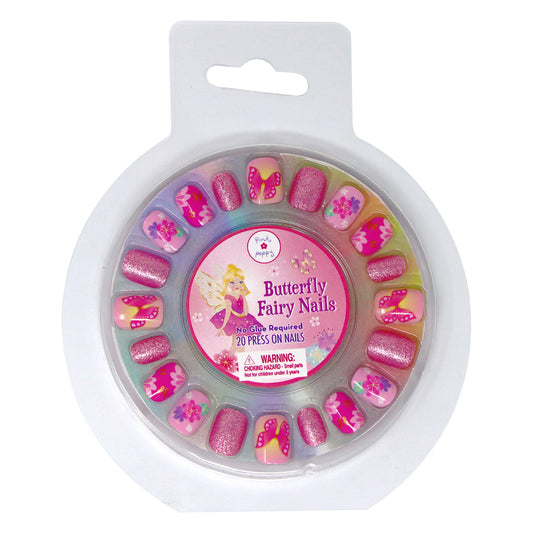 Pink Poppy Fairy Butterfly Friends Press On Nails
