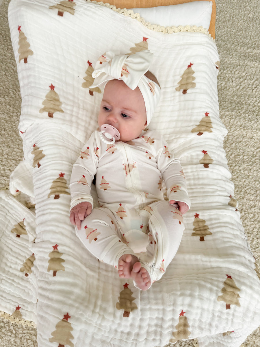 Little & Fern Baby Zip Romper | My First Christmas (NO FRILL)