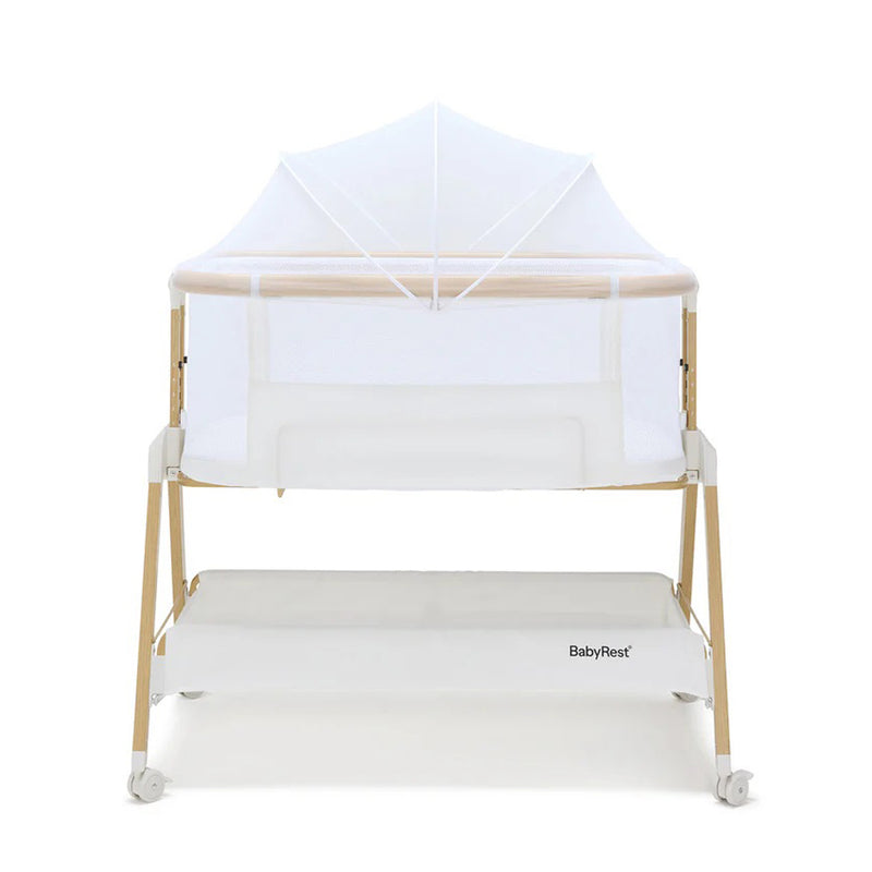 BabyRest Alfie Bedside Bassinet. White/Natural