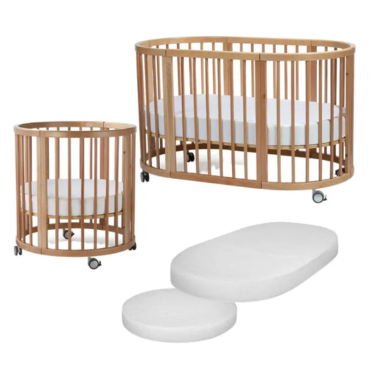 Lolli Furniture Sprout 4 in 1 - Natural Beech Wood - Including Australian Made Mattress Set