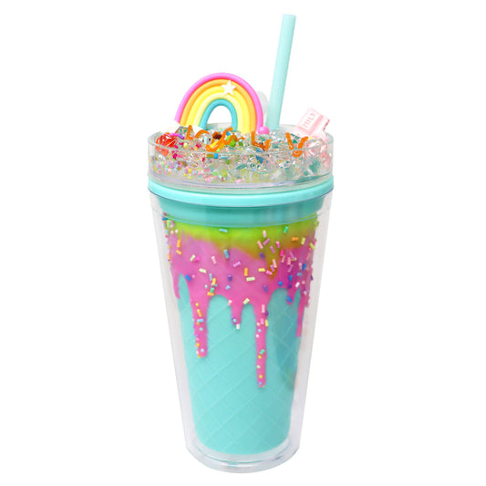 Pink Poppy Candy Drinking Cup - Aqua