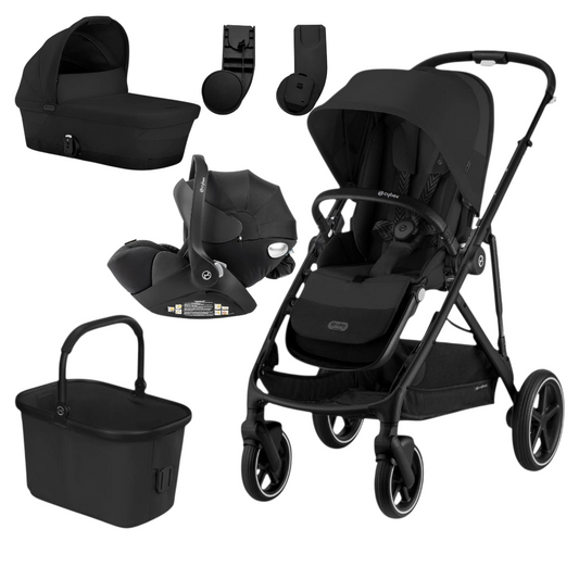 Cybex Gazelle S Pram Moon + Cloud Q Capsule + Carrycot + Capsule Adaptors - Black 2023-2024