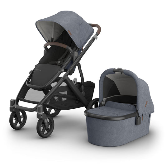 UPPAbaby Vista V3 Pram With Bassinet - Julian (Dusty Blue Melange) + FREE Upper Adaptors