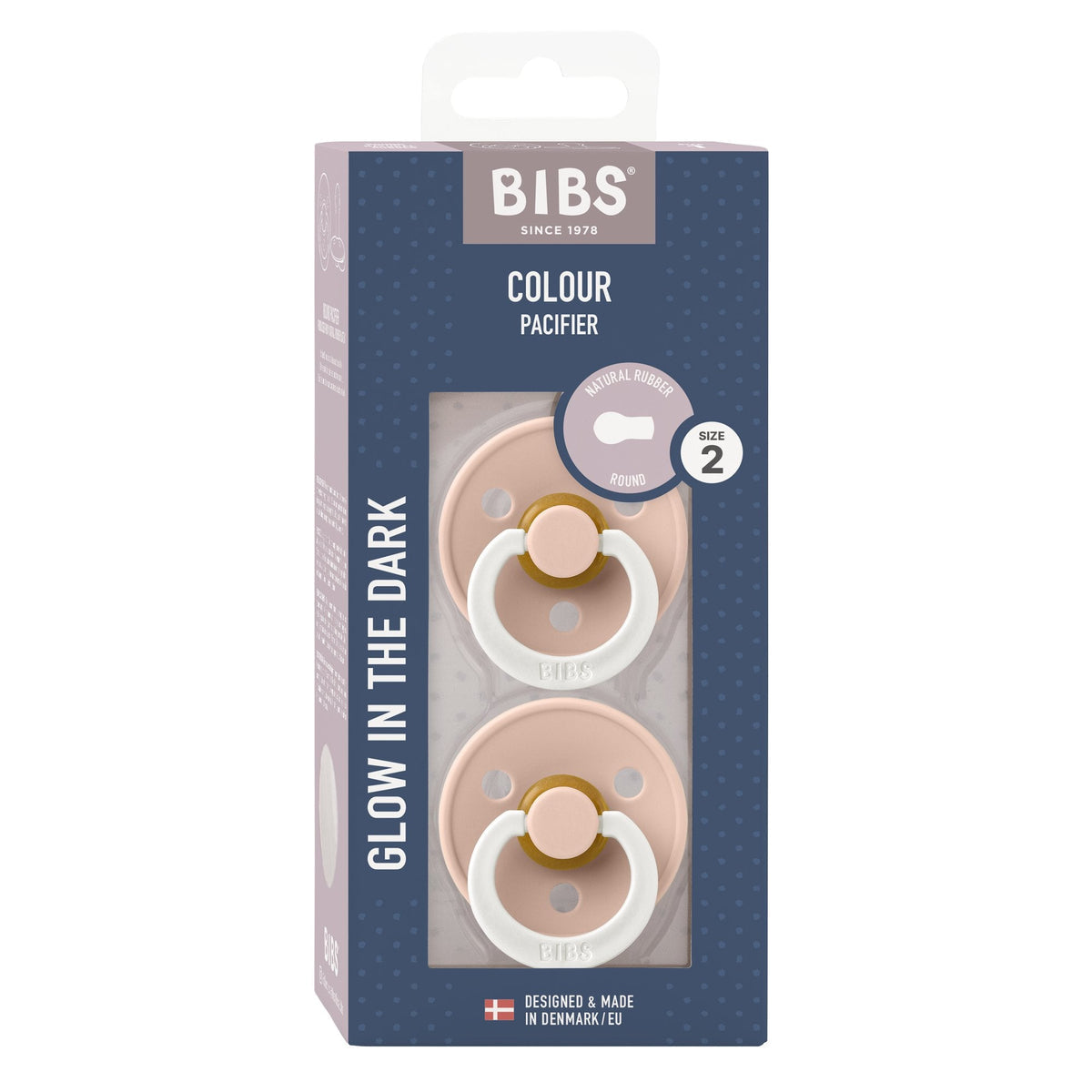 Bibs GLOW Colour Round Pacifier Blush - (2pk)