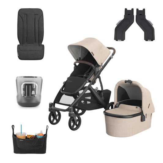 UPPAbaby Vista V3 Pram With Bassinet - Liam + FREE Upper Adaptors + UPPAbaby Parent Organiser, FREE Pram Liner & FREE Cup Holder - (Oat Melange)