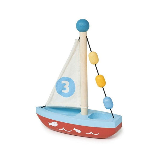 Mentari Wooden Sailing Boat 21cm Children Pretend Play Toy