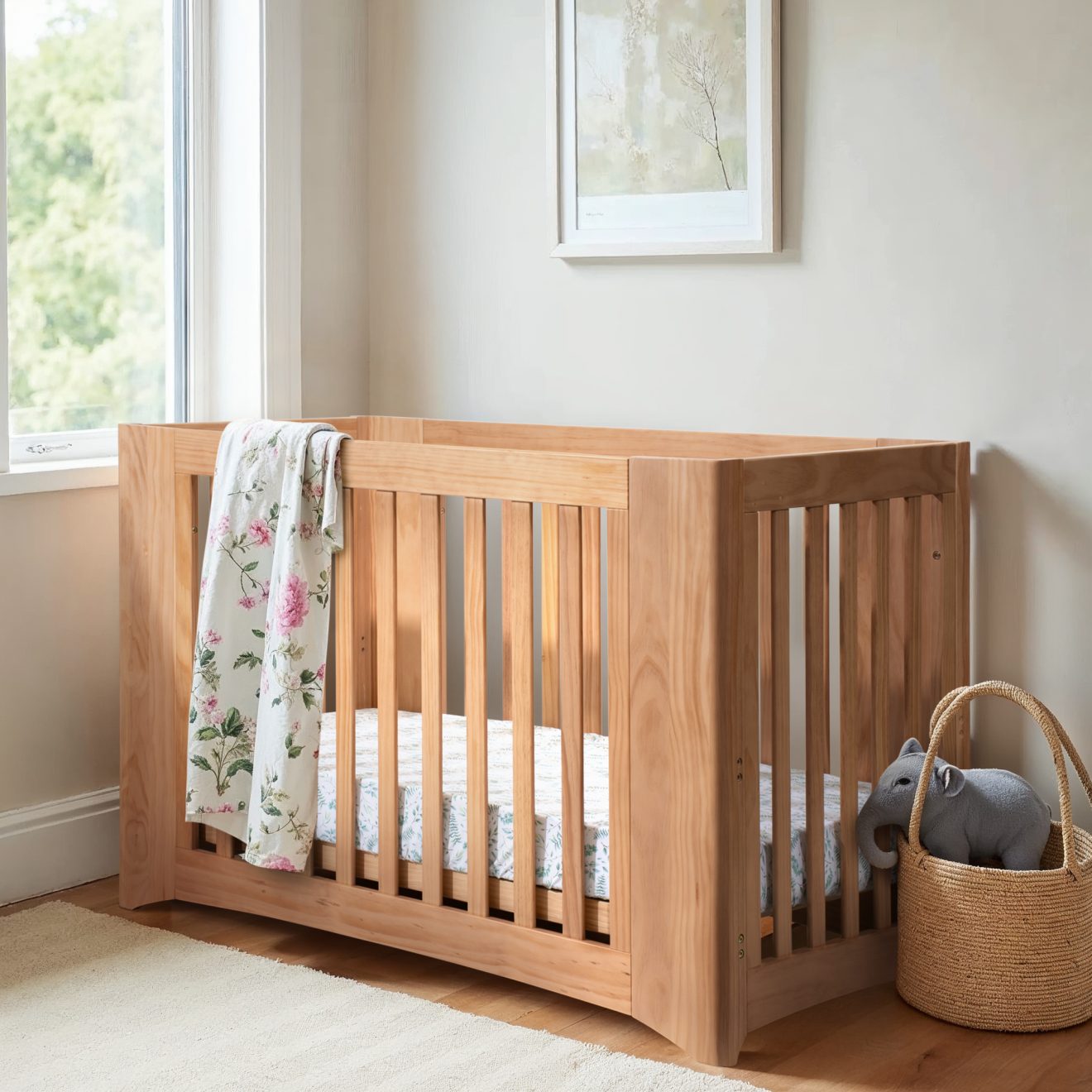 COCOON Evolve 4 in 1 Sandstone Convertible Cot Including The Australian Made Mattress Set & Toddler Bed Conversion Kit
