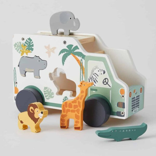 Zookabee Safari Animal Shape Sorter Wooden Truck