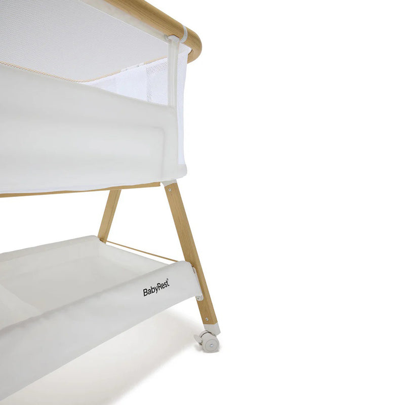 BabyRest Alfie Bedside Bassinet. White/Natural