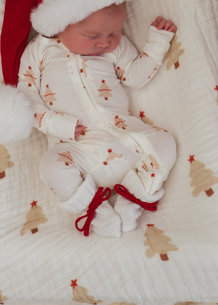 Little & Fern Knitted Booties | Snow/ Rudolph