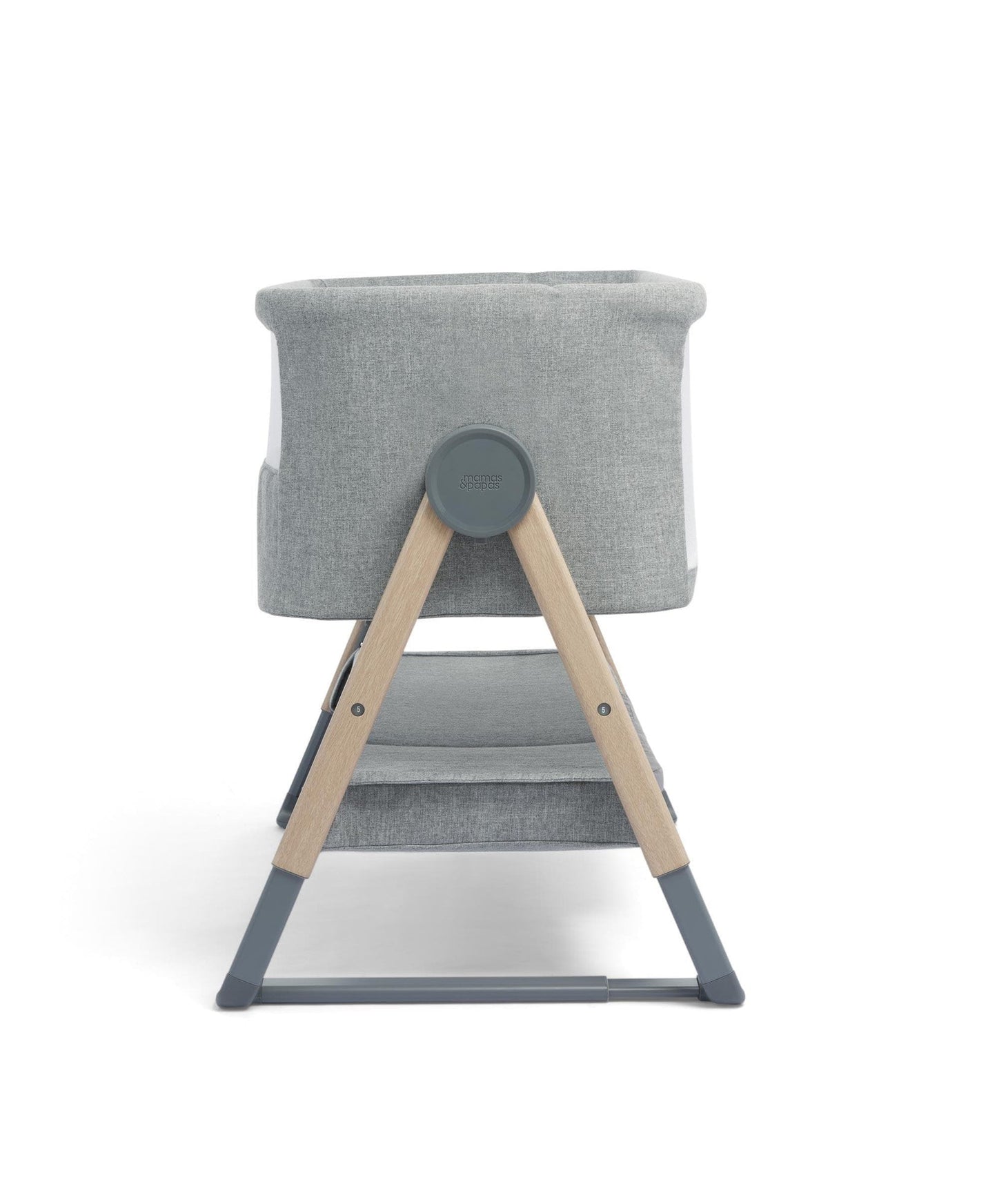 Mamas & Papas Lua Bedside Crib Bundle - GREY (BONUS FITTED SHEETS & MATTRESS PROTECTOR)