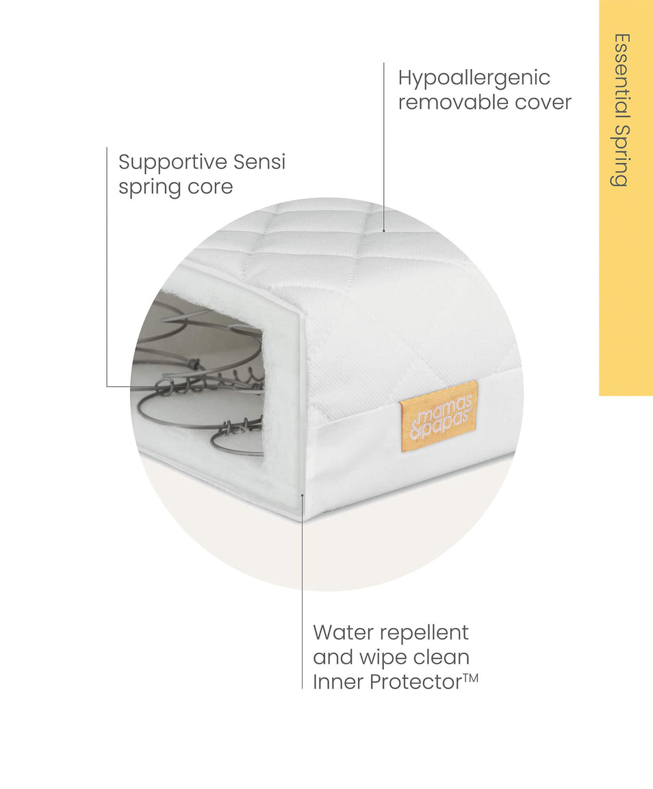 Mamas & Papas Harwell Cotbed 5 Piece Set with Cotbed, Dresser Changer, Mattress, Fitted Sheets & Mattress Protector - Cashmere