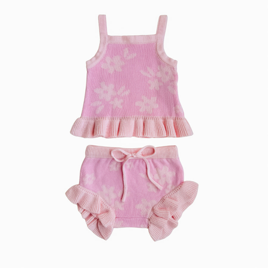 Little & Fern Knit Summer Set | Daisy Pink Floral