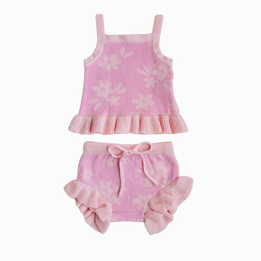 Little & Fern Knit Summer Set | Daisy Pink Floral