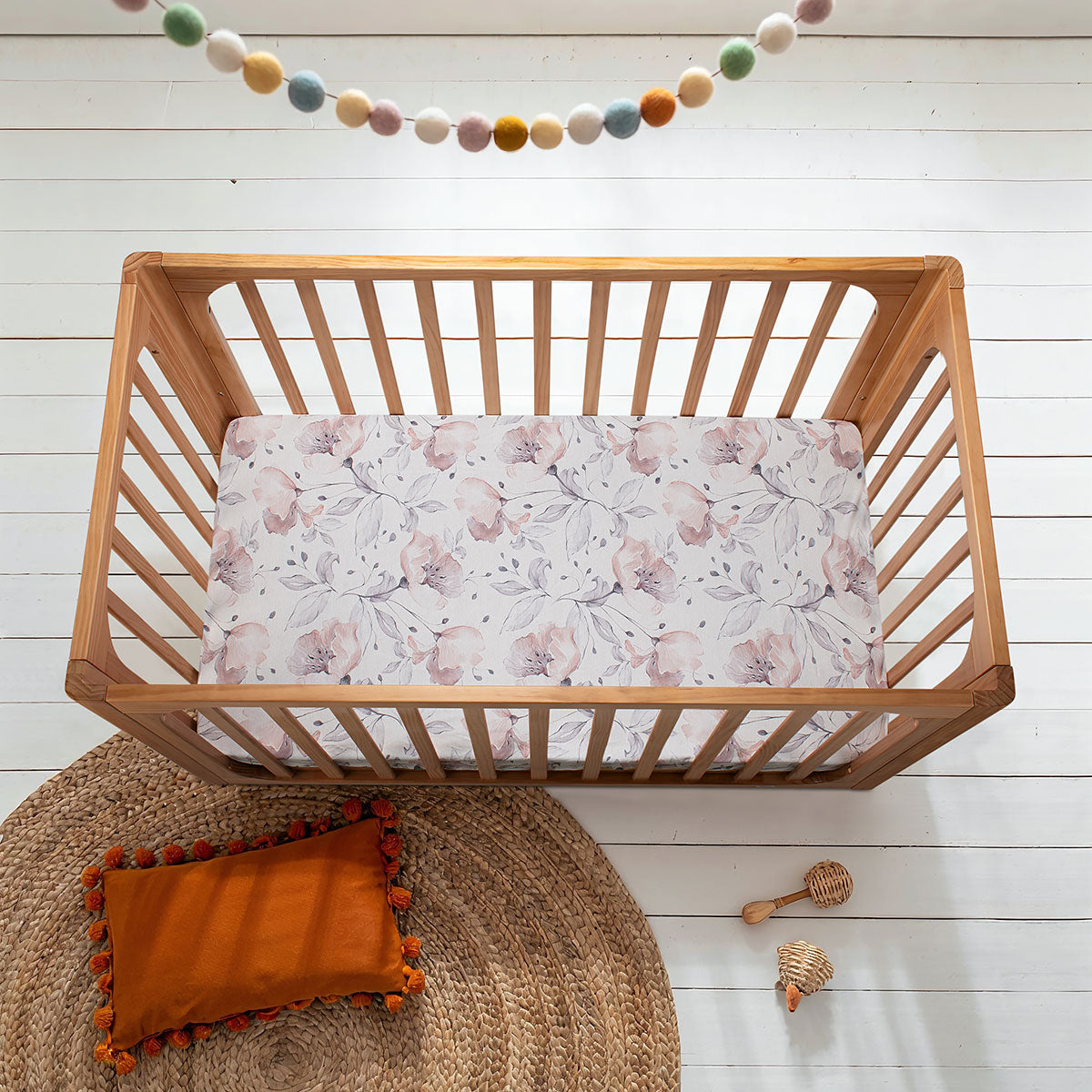COCOON Fitted Cot Sheet – Floral Art