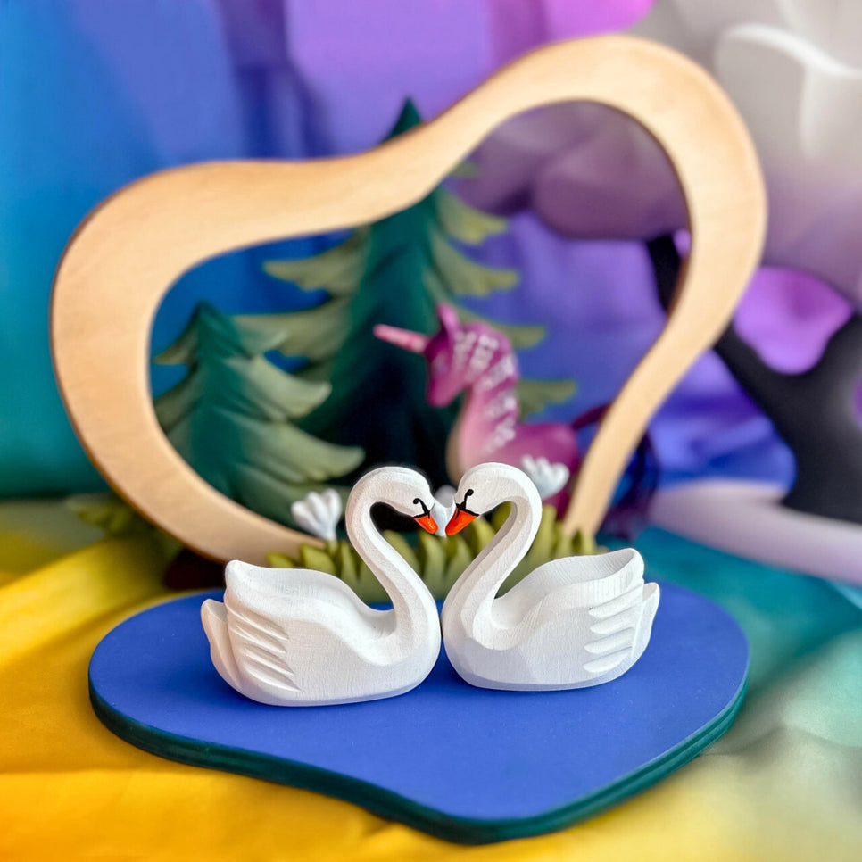 Bumbu Toys Romania Wooden Swans & Heart Lake - Set of 3