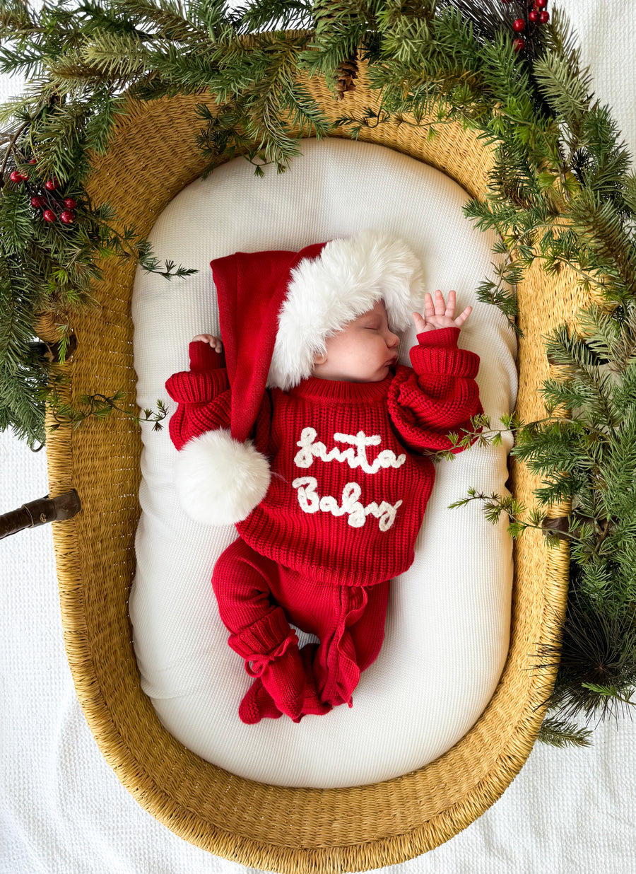 Little & Fern Knit Santa Hat | Rudolph Red