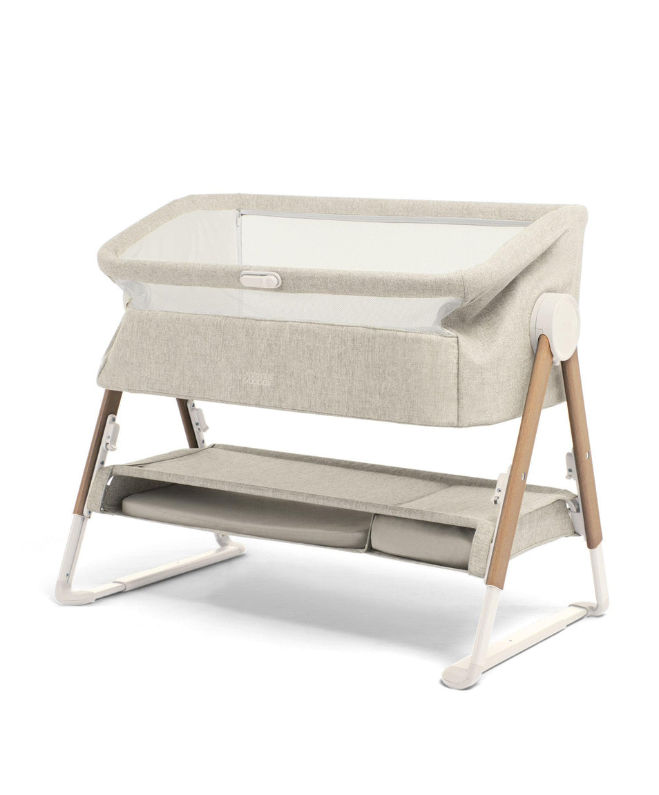 Mamas & Papas Lua Bedside Crib - Beige  (BONUS FITTED SHEETS & MATTRESS PROTECTOR)