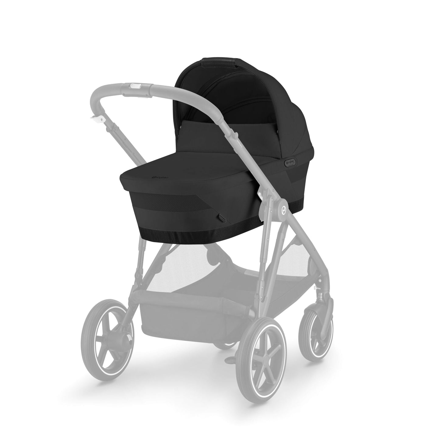 Cybex Gazelle S Pram + Carry Cot + 2nd Seat + Cup Holder + Snack Tray Bundle + Raincover - Moon Black