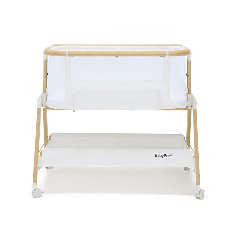 BabyRest Alfie Bedside Bassinet. White/Natural