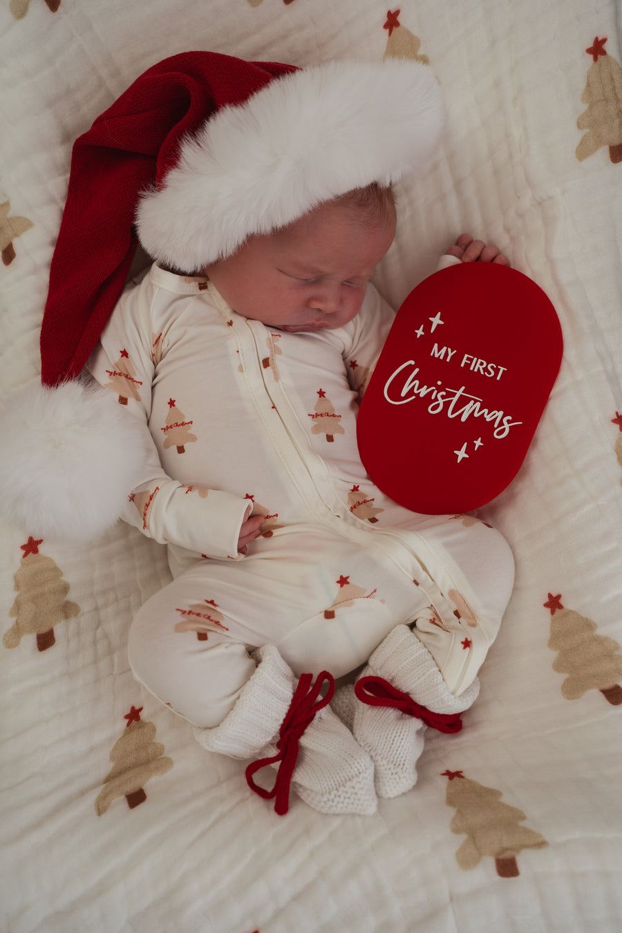 Little & Fern Knitted Booties | Snow/ Rudolph