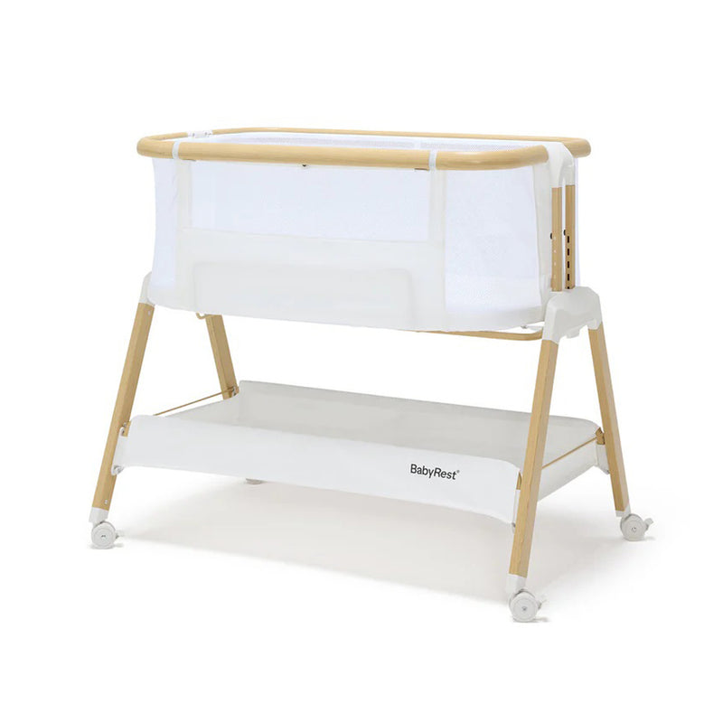 BabyRest Alfie Bedside Bassinet. White/Natural