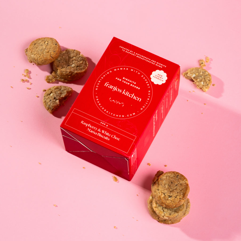 Franjos Kitchen Raspberry & White Choc Mama Biscuits