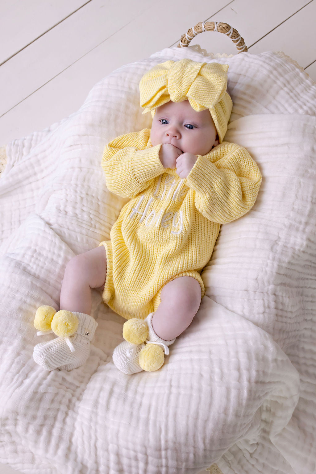 Confetti Kidz "Little Honey" Knit Romper | Buttercream