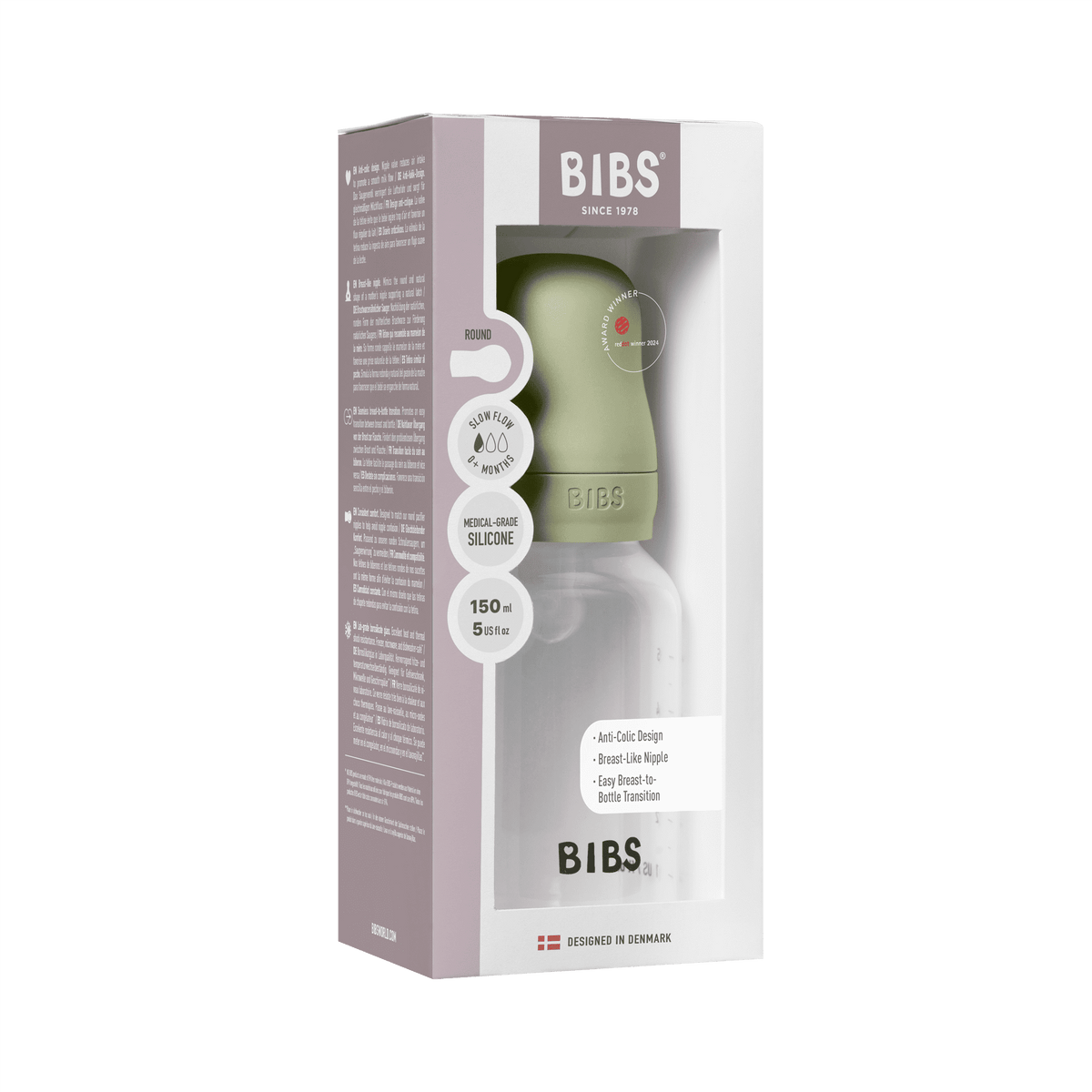 Bibs Baby Bottle Complete Set 150ml Silicone - Sage