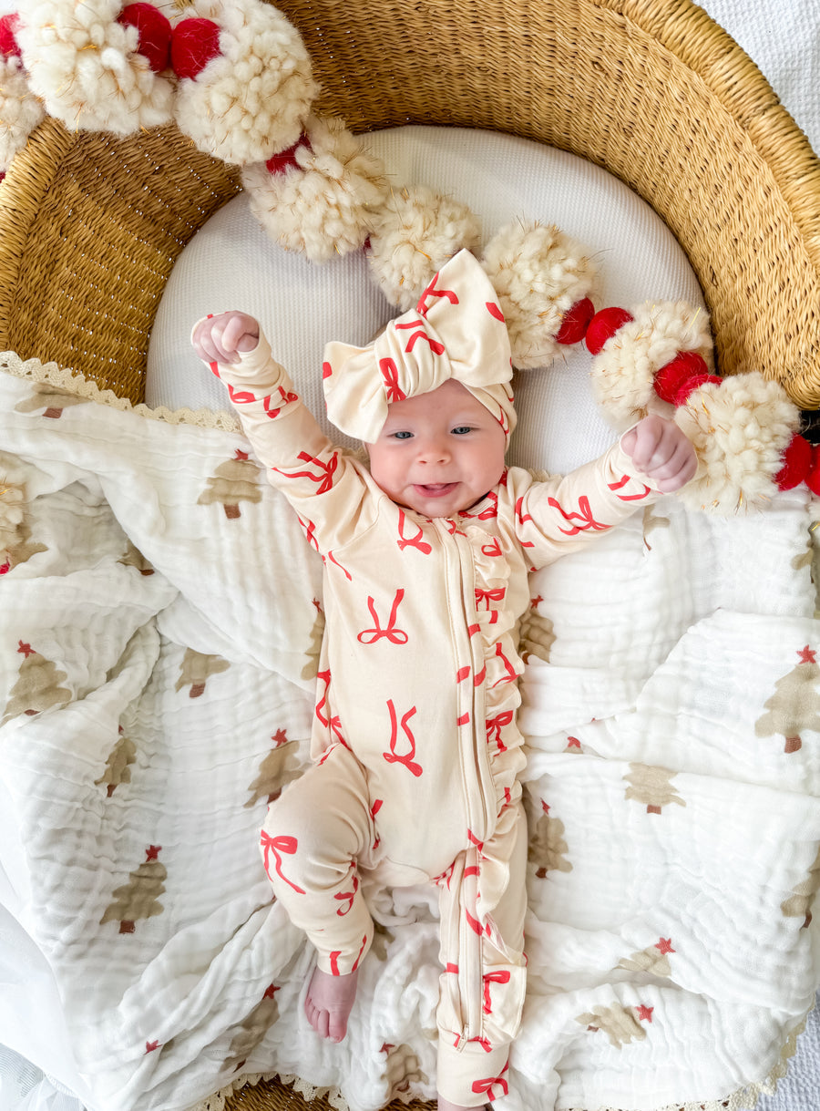 Little & Fern Gauze Lace Blanket | Christmas Trees