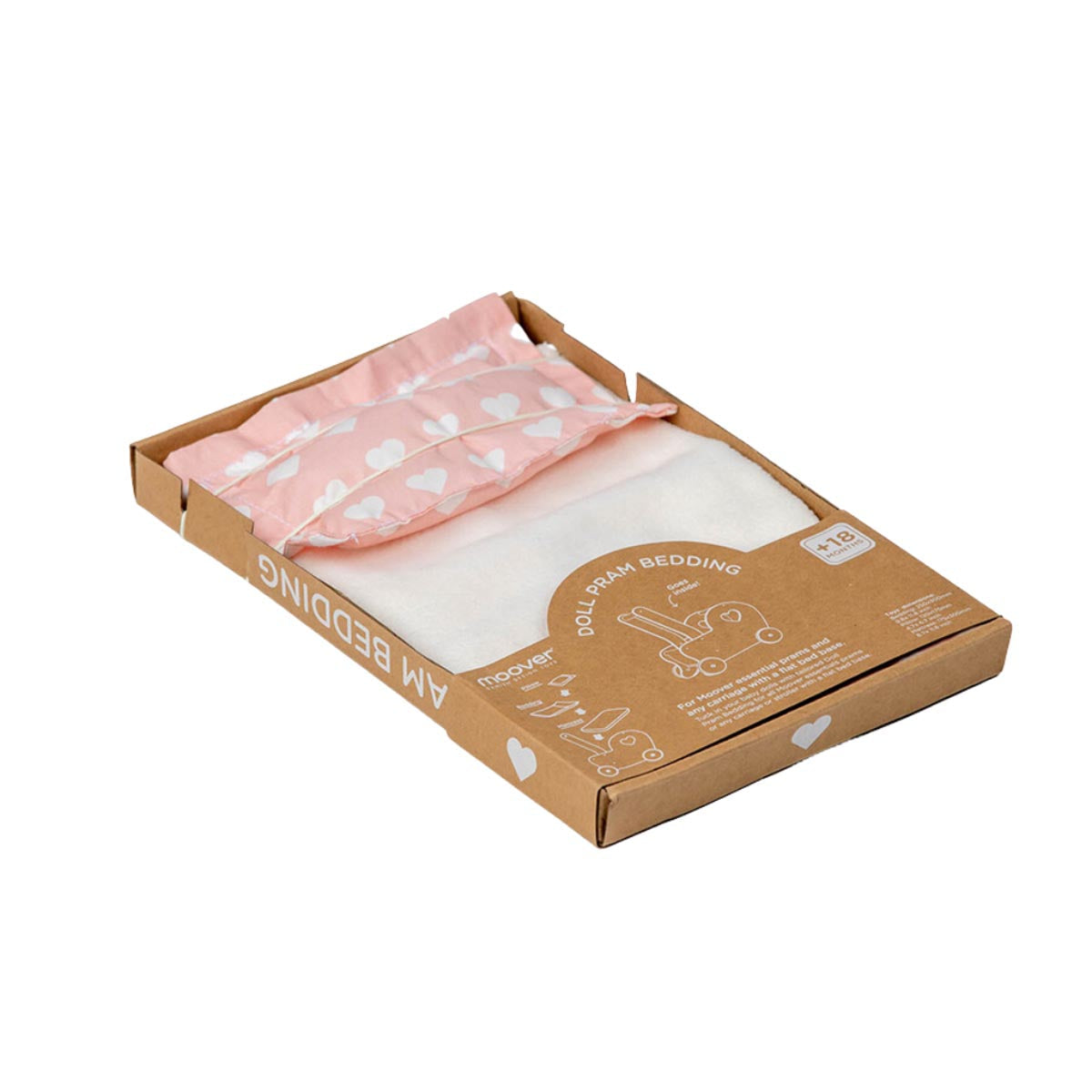 Moover Dolls Pram Bedding Set - Pink & White