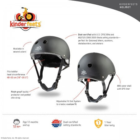Kinderfeets Toddler Bike Helmet - Matte Black