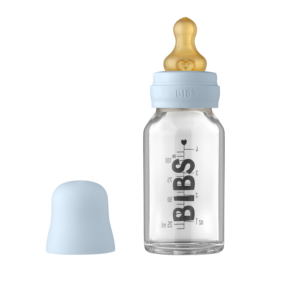 Bibs 110ml Glass Bottle Set - Baby Blue