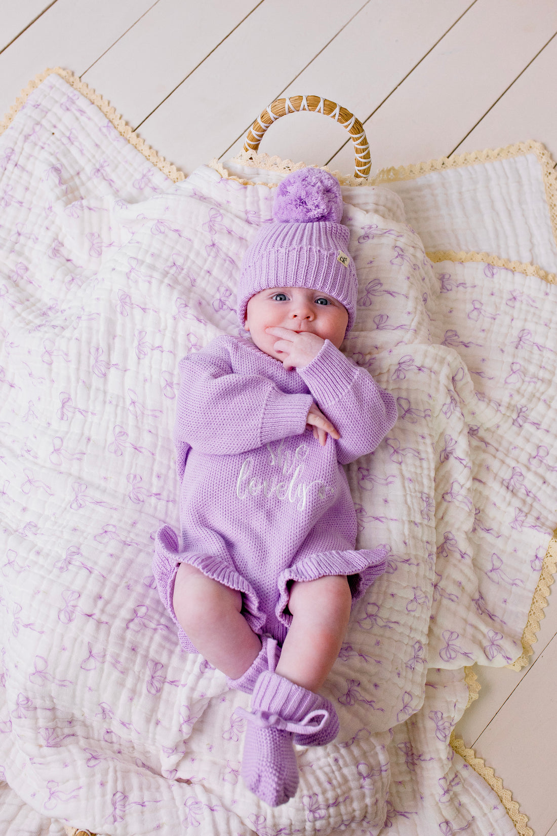 Confetti Kidz "Isn't She Lovely" Knit Romper | Lilac