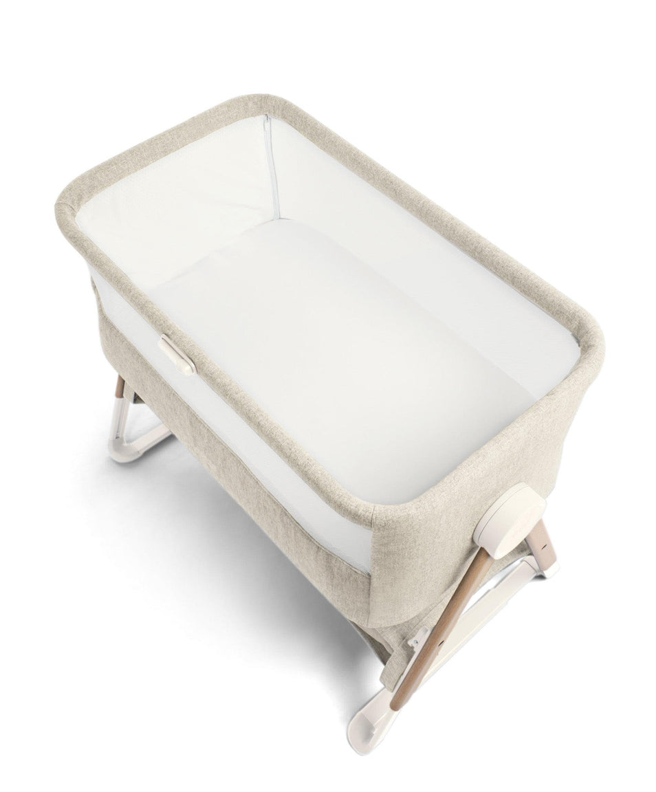 Mamas & Papas Lua Bedside Crib - Beige  (BONUS FITTED SHEETS & MATTRESS PROTECTOR)
