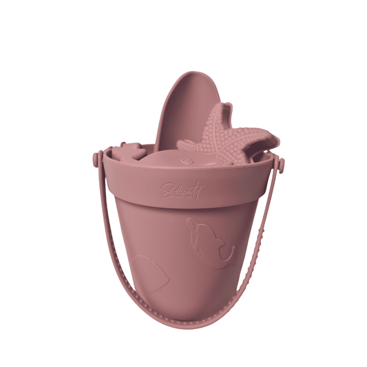 Silicone Beach Bucket and Spade Set - Dusk Pink | Serenity Kids ™️